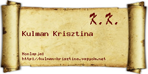 Kulman Krisztina névjegykártya